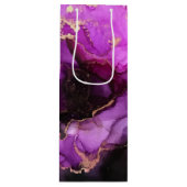 アゲートマーブリングブラックパープル金ゴールドラージ抱き枕 ワインギフトバッグ (正面)