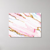 アゲートマーブルトレンディーブルーピンク金ゴールドコレクション キャンバスプリント (正面)