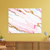 アゲートマーブルトレンディーブルーピンク金ゴールドコレクション キャンバスプリント (インサイチュ (リビング))
