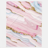 アゲートマーブルトレンディーブルーピンク金ゴールドコレクション フリースブランケット (正面)