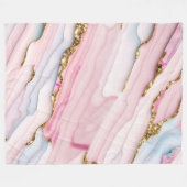 アゲートマーブルトレンディーブルーピンク金ゴールドコレクション フリースブランケット (正面(横))