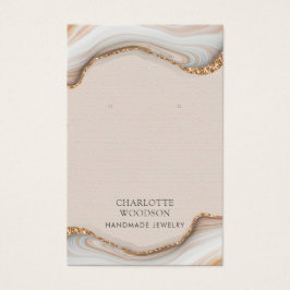 アゲートマーブルピンク赤面ギードイヤリングディスプレイカード