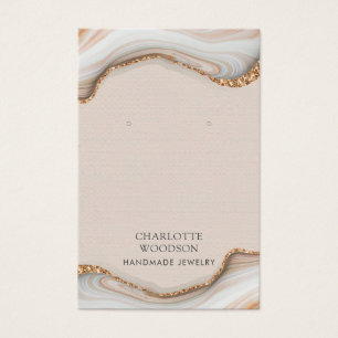 アゲートマーブルピンク赤面ギードイヤリングディスプレイカード