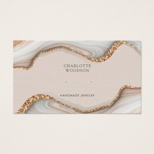 アゲートマーブルピンク赤面ゲードスタッドイヤリングディスプレイ (正面)