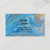 アゲートマーブルブルー金ゴールドグリッターInstagram Qrコード 名刺 (正面)