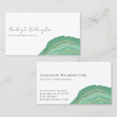 アゲートモダンマーブルグリーン金ゴールドグリッターゲード 名刺 (正面/裏面)