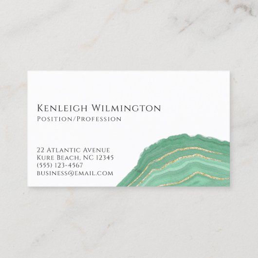 アゲートモダンマーブルグリーン金ゴールドグリッターゲード 名刺 (裏面)