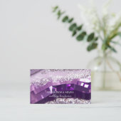 *~*アゲートラベンダーパープル金ゴールドグリッターAP66 QR 名刺 (スタンド正面)