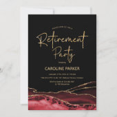 アゲートレッドブラック金ゴールド退職パーティー 招待状 (正面)