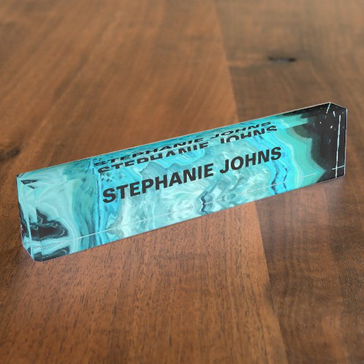 アゲート原石ジオード抽象芸術アート名前をカスタムするカウト デスクネームプレート (側面)