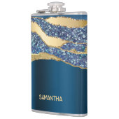 アゲート名ブルー金ゴールドグリッター大理石クラス フラスク (左)