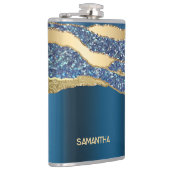 アゲート名ブルー金ゴールドグリッター大理石クラス フラスク (右)