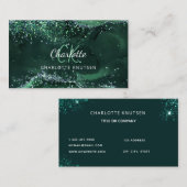 アゲート大理石エメラルドグリーンモノグラム 名刺 (正面/裏面)