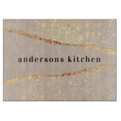 アゲート大理石グリッターベージュ金ゴールドモノグラム カッティングボード (正面)