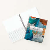 アゲート水色シルバーターコイズオレンジスクリプト ノートブック (内部)