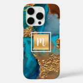 アゲート水色ターコイズオレンジ金ゴールドモノグラム Case-Mate iPhoneケース (裏面)