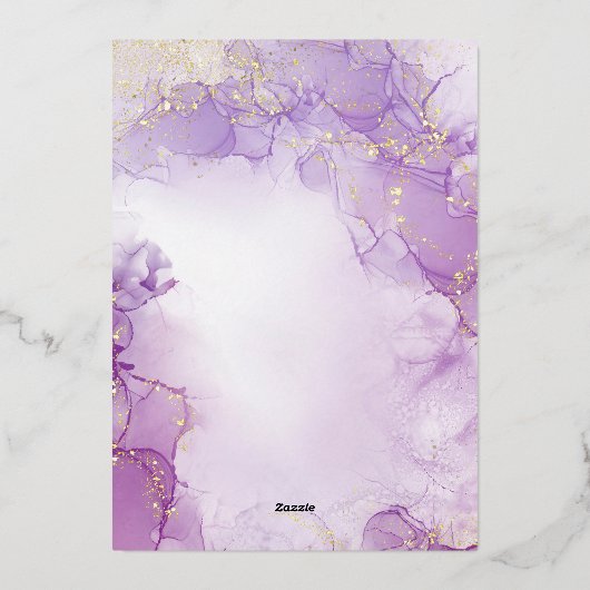 アゲート海軍パープルと金ゴールド30歳の誕生日 箔招待状 (裏面)