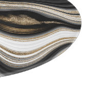 アゲート白黒及び金ゴールド流体大理石 カッティングボード (角)