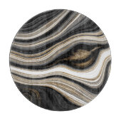 アゲート白黒及び金ゴールド流体大理石 カッティングボード (正面)