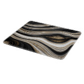 アゲート白黒金ゴールド流体大理石 カッティングボード (角)