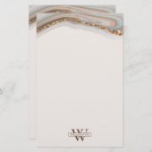 アゲート石大理石モノグラム名文具紙 便箋 (正面/裏面)