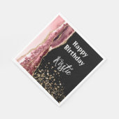 アゲート赤面ピンクブラックバラ金ゴールドグリッター誕生日 スタンダードランチョンナプキン (角)