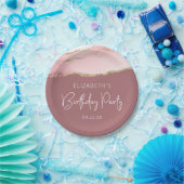 アゲート赤面金ゴールドほこりっぽいバラ誕生日パーティー ペーパープレート (パーティー)