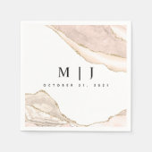 アゲート赤面&金ゴールドグリッター結婚ズ スタンダードカクテルナプキン (正面)