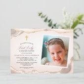 アゲート金ゴールドグリッターフォトガールファースト通信 招待状 (スタンド正面)