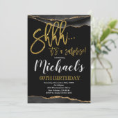 アゲート金ゴールド&ブラックサプライズ誕生日パーティー 招待状 (スタンド正面)
