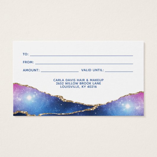 アゲート銀河系天星サロンギフトカード (裏面)