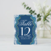 アゲート エレガント プレティー ブルー ティール ジオード パターン 招待状 (スタンド正面)