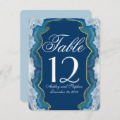 アゲート エレガント プレティー ブルー ティール ジオード パターン 招待状 (正面/裏面)