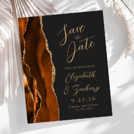 アゲート オレンジゴールド ブラック おしゃれな結婚式の保存版日程通知