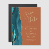 アゲート ティール ゴールド ラスト 磁石 Save the Date (正面/裏面)