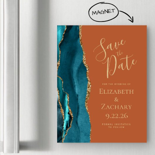 アゲート ティール ゴールド ラスト 磁石 Save the Date