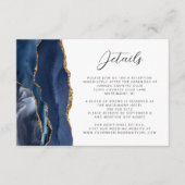 アゲート ネイビーブルー ゴールド スクリプト ウェディング ディテール エンクロージャーカード (正面)