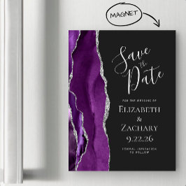アゲート パープル シルバー ダーク マグネット Save the Date