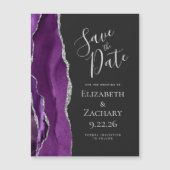アゲート パープル シルバー ダーク マグネット Save the Date (正面)