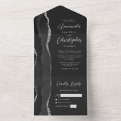 アゲート ブラック シルバー ダーク ウェディング オールインワン招待状 (内側)