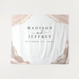 アゲート ブラッシュ & ゴールド グリッター ウェディング バックドロップ タペストリー