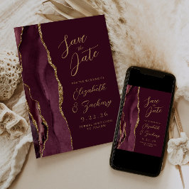 アゲート ブルゴーニュゴールド 結婚式 Save the Date セーブザデート