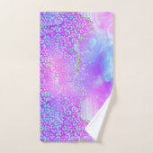 アゲート レオパード プリント デザイン（紫とピンク） バスタオルセット (ハンドタオル)