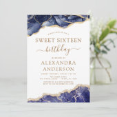 アゲートSweet sixteen16ネイビーブルー金ゴールド招待状 招待状 (スタンド正面)