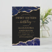 アゲートSweet sixteen16ネイビーブルー金ゴールド招待状 招待状 (スタンド正面)