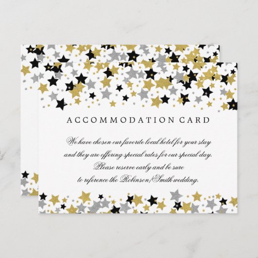アコモデーション金ゴールドシルバーグリッタースターズ紙吹雪 ポストカード (正面/裏面)