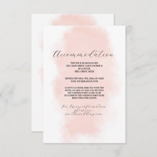 アコモデー結婚ションズウォーターカラーピーチウォッシュ エンクロージャーカード (正面/裏面)