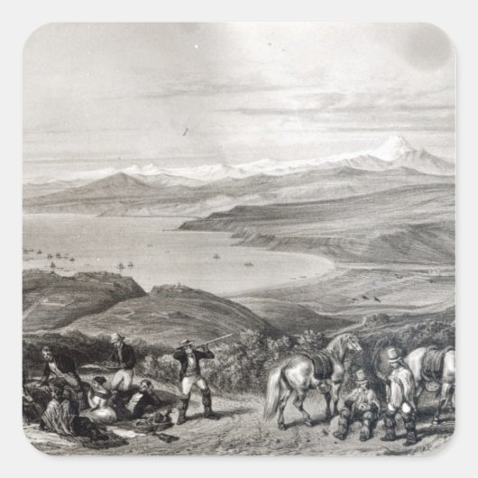 アコンカグア火山の遠景 スクエアシール (正面)