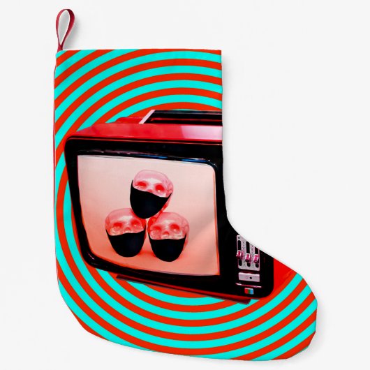 アコンテンポラリーートコラージュテレビニュースコロナウイルスコン スモールクリスマスストッキング (正面)