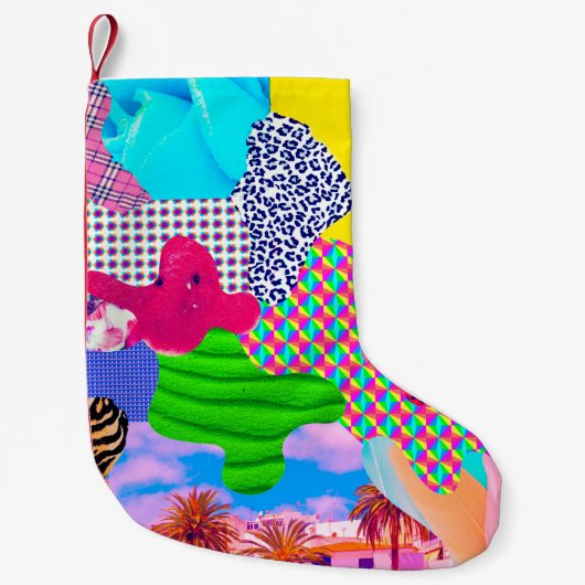 アコンテンポラリーートコラージュMix スタイリッシュ TextureSart スモールクリスマスストッキング (正面)